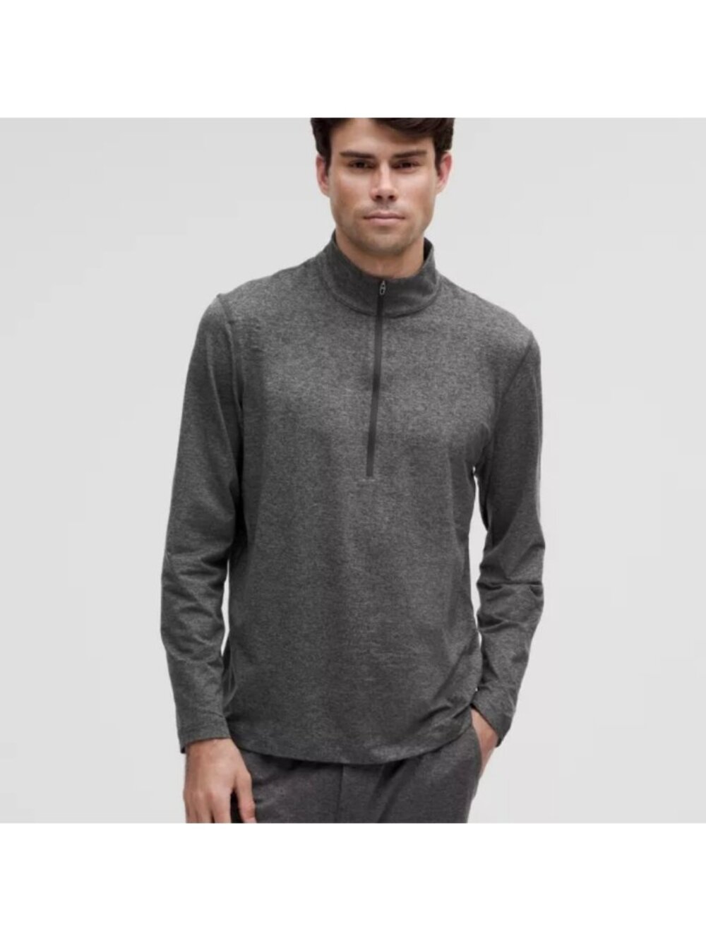 Lululemon Soft Jersey Half Zip Heathered Black/Heathered Graphite Grey - Picture 1 of 8